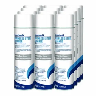 Boardwalk® Stainless Steel Cleaner and Polish, Water-in-Oil Based, Lemon Scent, 18 oz Aerosol Spray