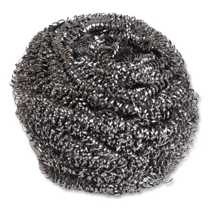 Boardwalk® Stainless Steel Scrubber, Large Size, Steel Gray, 12/Carton