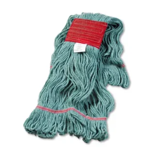 Boardwalk® Super Loop Wet Mop Head, Cotton/Synthetic Fiber, 5" Headband, Large, Green, 12/Carton