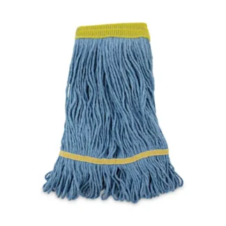 Boardwalk® Super Loop Wet Mop Head, Cotton/Synthetic Fiber, 5" Headband, Small, Blue, 12/Carton