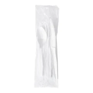 Boardwalk® Three-Piece Polystyrene Cutlery Kit, Heavyweight, Fork/Knife/Spoon, Plastic, White, 250/Carton