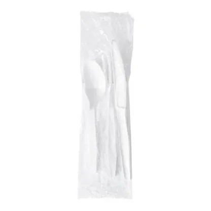 Boardwalk® Three-Piece Polystyrene Cutlery Kit, Heavyweight, Fork/Knife/Spoon, Plastic, White, 250/Carton
