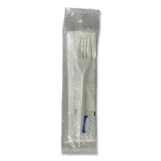 Boardwalk® Three-Piece Utensil Set, Fork/Napkin/Salt, Plastic, White, 500/Carton
