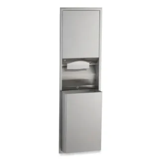 Bobrick ClassicSeries Recessed Convertible Paper Towel Dispenser/Waste Receptacle, Satin Stainless Steel