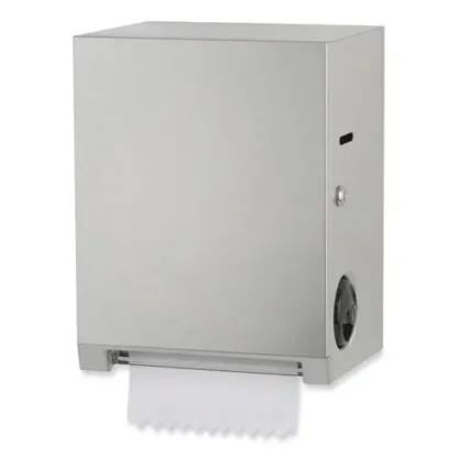 Bobrick Surface-Mounted Roll Paper Towel Dispenser, Satin Stainless Steel/Black - 11.69" x 8.94" x 15"