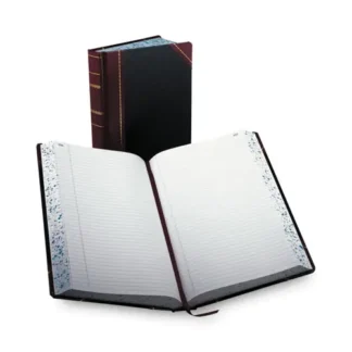 Boorum & Pease® Account Record Book, Record-Style Rule, Black/Red/Gold Cover, 13.75 x 8.38, 500 Sheets