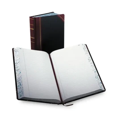 Boorum & Pease® Account Record Book, Record-Style Rule, Black/Red/Gold Cover, 13.75 x 8.38, 500 Sheets