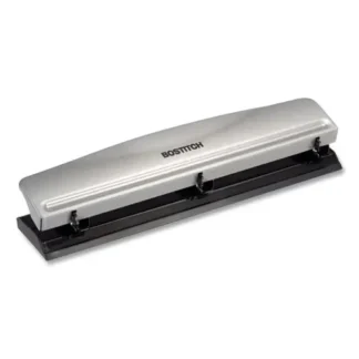 Bostitch® 12-Sheet Three-Hole Punch, 9/32" Holes, Silver/Black