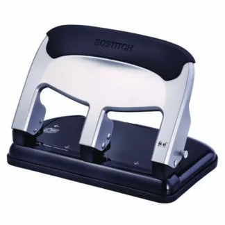 Bostitch® 40-Sheet EZ Squeeze Three-Hole Punch, 9/32" Hole, Silver/Black