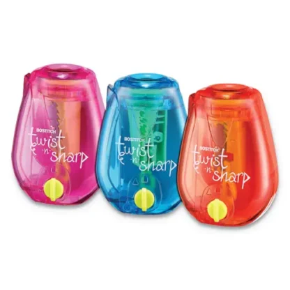 Bostitch® Twist-n-Sharp Pencil Sharpener, One-Hole, Randomly Assorted Colors, 6/Pack