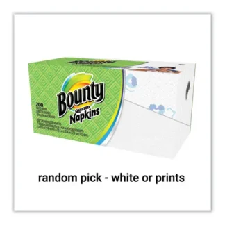 Bounty® Quilted Napkins, 1-Ply, 12.1" x 12", Assorted - Print or White, 200/Pack
