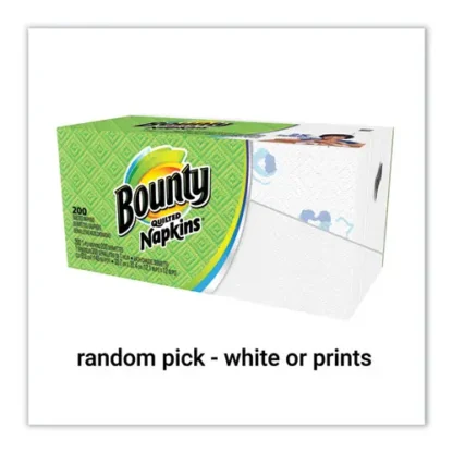 Bounty® Quilted Napkins, 1-Ply, 12.1" x 12", Assorted - Print or White, 200/Pack