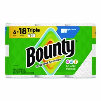 Bounty® Select-a-Size Kitchen Roll Paper Towels, 2-Ply, White, 123 Sheets per Triple Roll, 6 Triple Rolls per Carton