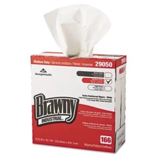 Brawny® Professional Medium Duty Scrim Reinforced Wipers, 4-Ply, 9.25 x 16.69, Unscented, White, 166/Box, 5 Boxes/Carton
