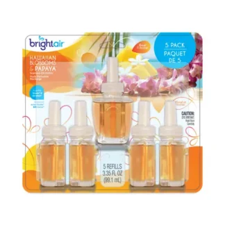 BRIGHT Air® Electric Scented Oil Air Freshener Refill, Hawaiian Blossoms and Papaya, 5 Refills per Pack, 6 Packs per Carton, 0.67 oz Each