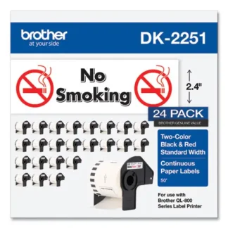 Brother Continuous Paper Label Tape, 2.44 x 50 ft, White, 24 Rolls/Pack