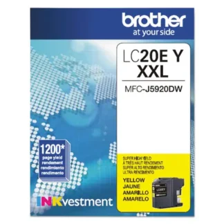 Brother LC20EY INKvestment Super High-Yield Yellow Ink Cartridge, 1,200 Page Yield