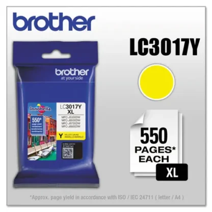 Brother LC3017Y Innobella High-Yield Ink Cartridge, Yellow, 550 Page Yield