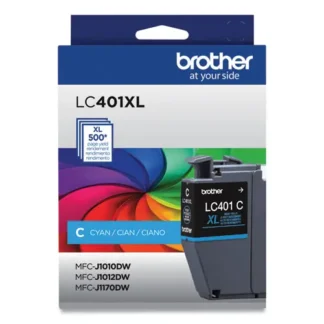 Brother LC401XLCS High-Yield Ink Cartridge, Cyan, 500 Page-Yield