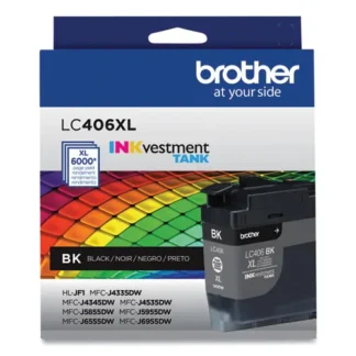 Brother LC406XLBKS INKvestment High-Yield Ink Cartridge, Black, 6,000 Page Yield