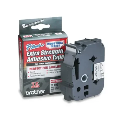Brother P-Touch® TZ Extra-Strength Adhesive Laminated Labeling Tape, Black on Matte Silver, 0.94" x 26.2 ft