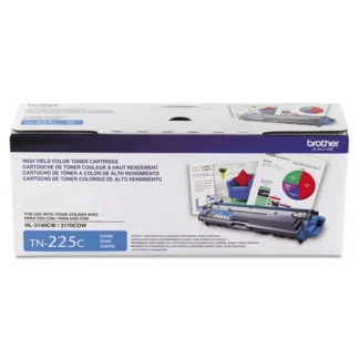 Brother TN225C High-Yield Toner Cartridge, Cyan, 2,200 Page Yield