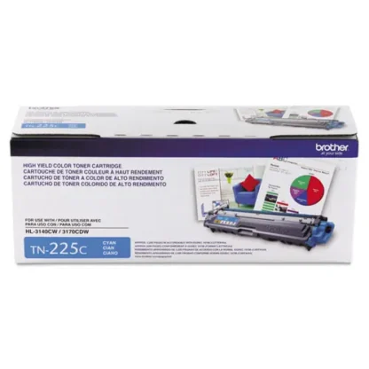 Brother TN225C High-Yield Toner Cartridge, Cyan, 2,200 Page Yield