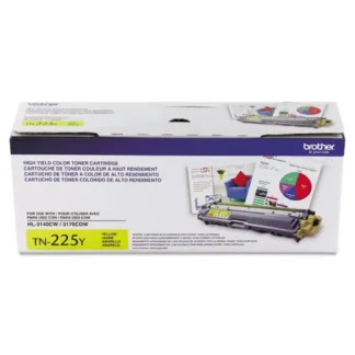 Brother TN225Y High-Yield Toner Cartridge, Yellow, 2,200 Page Yield