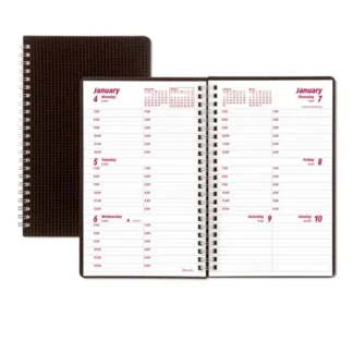 Brownline® DuraFlex Weekly Planner, 8 x 5, Black Cover, 12-Month (Jan to Dec): 2025