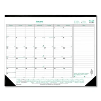 Brownline® EcoLogix Monthly Desk Pad Calendar, 22 x 17, White/Green Sheets, Black Binding/Corners, 12-Month (Jan to Dec): 2025