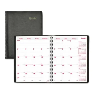 Brownline® Essential Collection 14-Month Ruled Monthly Planner, Black Cover, 11 x 8.5 inches, Dec 2024 to Jan 2026