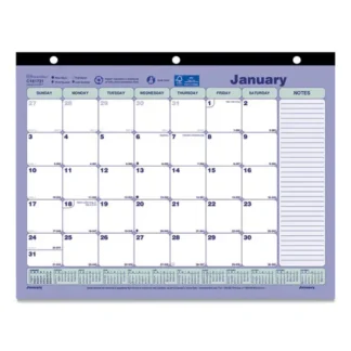 Brownline® Monthly Desk Pad Calendar, 3-Hole Punched, 12-Month (Jan to Dec), 2025
