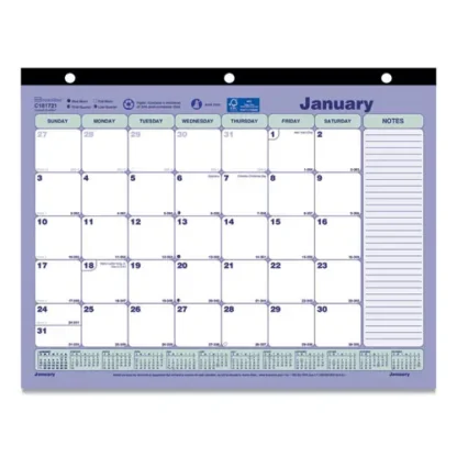 Brownline® Monthly Desk Pad Calendar, 3-Hole Punched, 12-Month (Jan to Dec), 2025