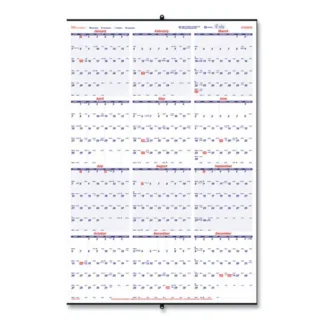 Brownline® Yearly Wall Calendar, 24 x 36, White/Blue Sheets, 12-Month (Jan to Dec): 2025