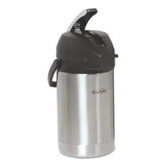 BUNN® 2.5 Liter Lever Action Airpot, Stainless Steel/Black
