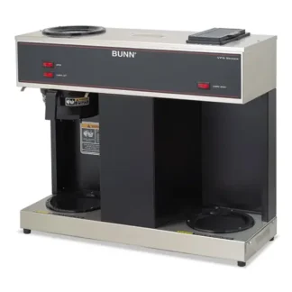 BUNN® Pour-O-Matic Three-Burner Pour-Over Coffee Brewer, 12-Cup, Stainless Steel, Black