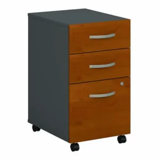 Bush® Series C Mobile Pedestal, 3-Drawer, Cherry/Gray