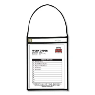 C-Line® 1-Pocket Shop Ticket Holder with Hanging Strap, Black Stitching, 75-Sheet Capacity, 9 x 12, 15/Box