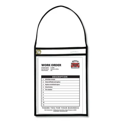 C-Line® 1-Pocket Shop Ticket Holder with Hanging Strap, Black Stitching, 75-Sheet Capacity, 9 x 12, 15/Box