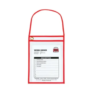 C-Line® 1-Pocket Shop Ticket Holder with Strap and Red Stitching, 75-Sheet Capacity, 9 x 12, 15/Box