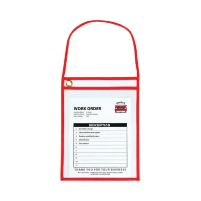 C-Line® 1-Pocket Shop Ticket Holder with Strap and Red Stitching, 75-Sheet Capacity, 9 x 12, 15/Box