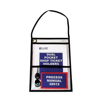 C-Line® 2-Pocket Shop Ticket Holder with Strap, Black Stitching, 9 x 12, 150-Sheet Capacity, 15/Box