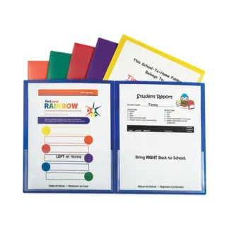 C-Line® Classroom Connector Folders, Clear/Assorted, 6/Pack