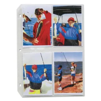 C-Line® Clear Photo Pages for Eight 3.5 x 5 Photos, 3-Hole Punched, 50/Box