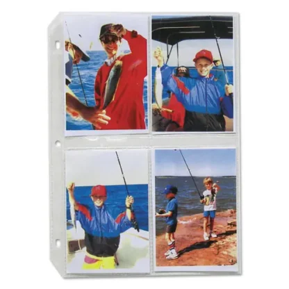 C-Line® Clear Photo Pages for Eight 3.5 x 5 Photos, 3-Hole Punched, 50/Box