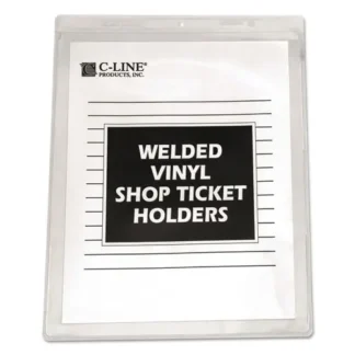 C-Line® Clear Vinyl Shop Ticket Holders, Both Sides Clear, 15 Sheets Capacity, 8.5 x 11 Inches, Pack of 50