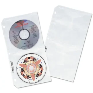 C-Line® Deluxe CD Ring Binder Storage Pages, 4 Disc Capacity, Clear/White, 10/Pack