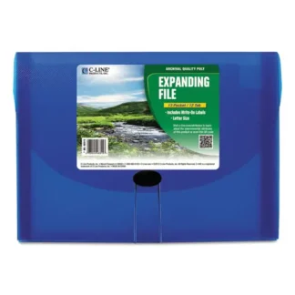 C-Line® Expanding Files, Letter Size, 13 Sections, Blue, 1.63" Expansion, Cord and Hook Closure, 1/6-Cut Tabs