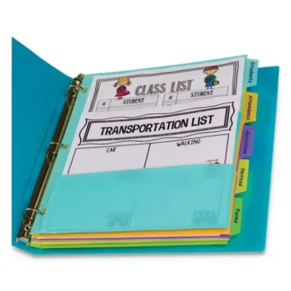 C-Line® Index Dividers with Multi-Pockets, 5-Tab, Assorted Colors, 1 Set