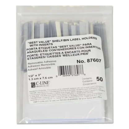 C-Line® Self-Adhesive Label Holders, Top Load, 0.5 x 3, Clear, 50/Pack